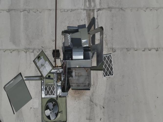 WDRB drone captures image of what's left of the AC unit on the roof of Panchitos Ice Cream on Dixie Highway