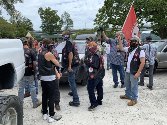 Members of the KKK and counter-protesters