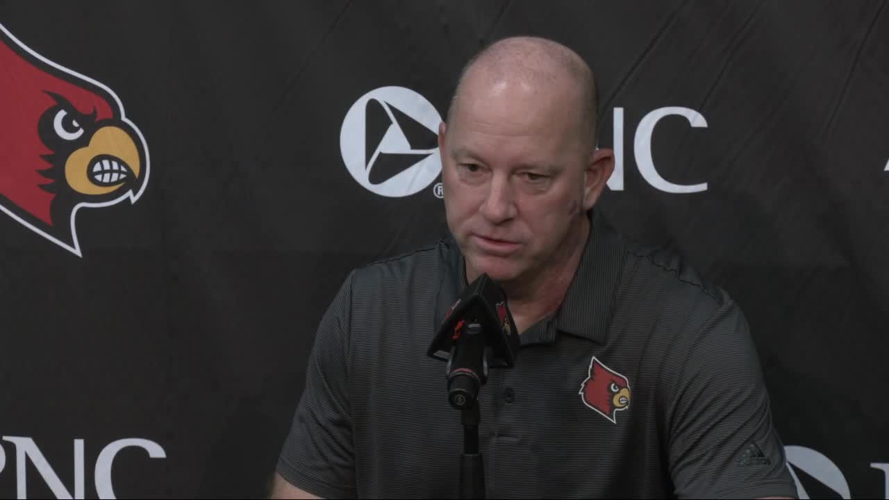 Jeff Brohm at news briefing