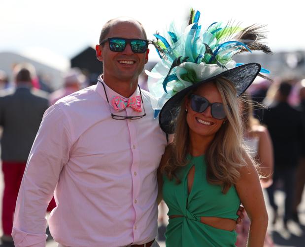 Couple poses for photo at Oaks.JPG