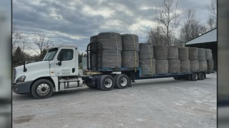 Truckload of hay heading to farms impacted by tornados in Hopkinsville
