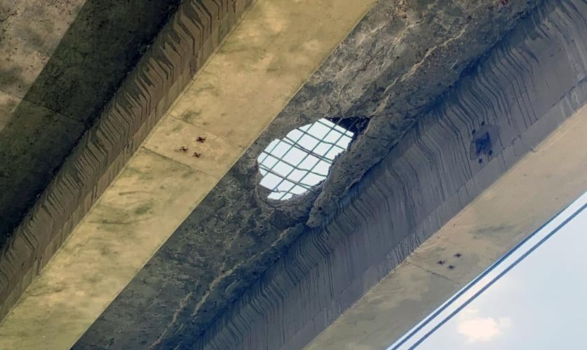 Hole spotted on Blackiston Mill Road Bridge on June 9, 2023