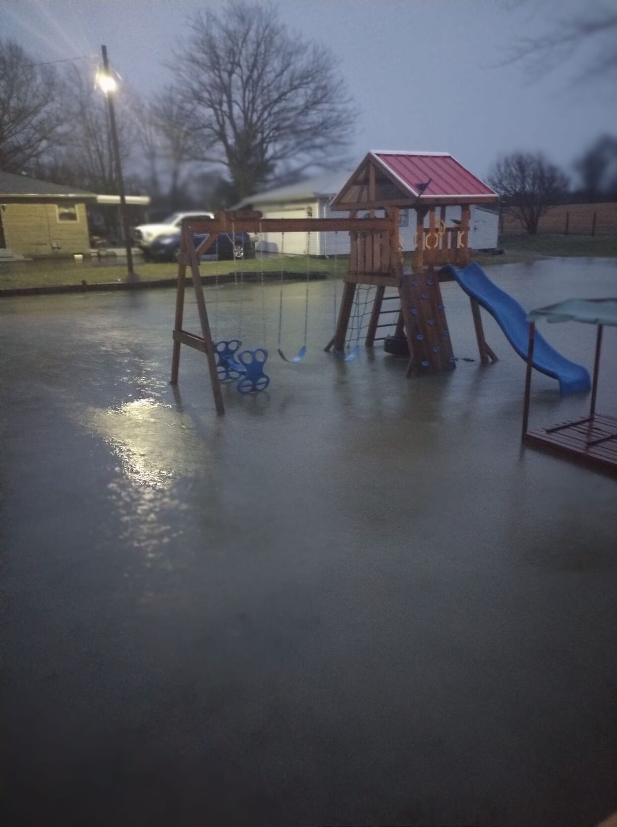 Flooded yard in Meade County, Kentucky on Jan. 3, 2023