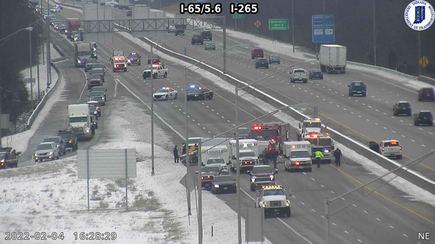 Overturned Ambulance on I-65