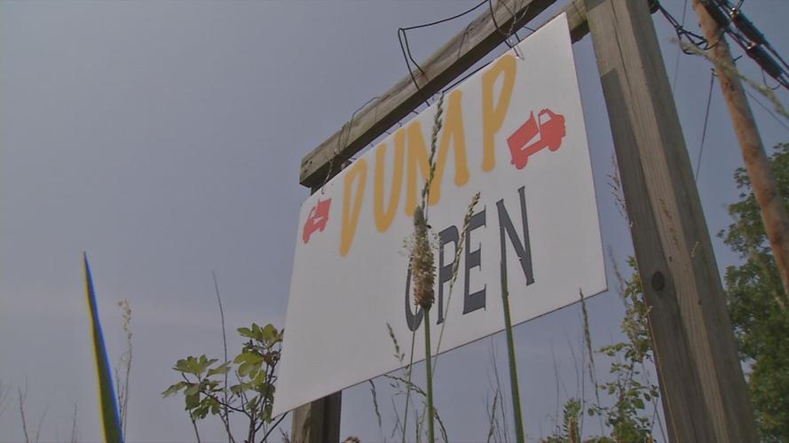 'Dump Open' sign outside Bullitt County landfill owned by Virgil Warren