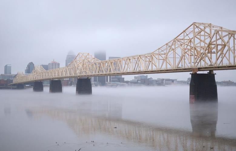 Fog below the 2nd Street Bridge in Louisville - Jan. 25, 2024