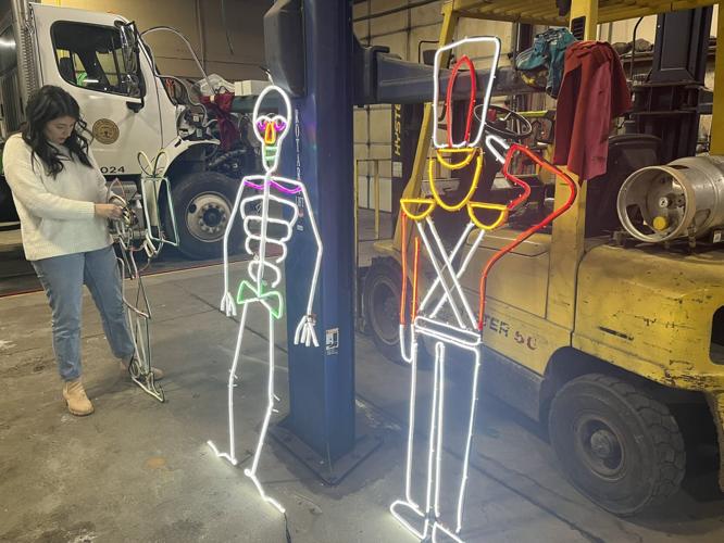 A holiday light display created by Madison, Ind. fabricator Dave Kidwell