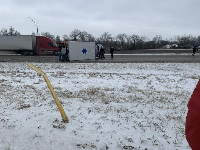 Overturned Ambulance on I-65