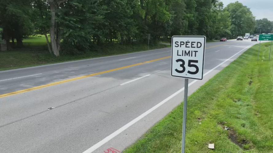 Speed limit sign on U.S. 42 in Prospect