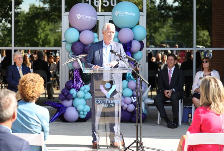 Louisville Mayor Greg Fischer speaks at Confluent Health