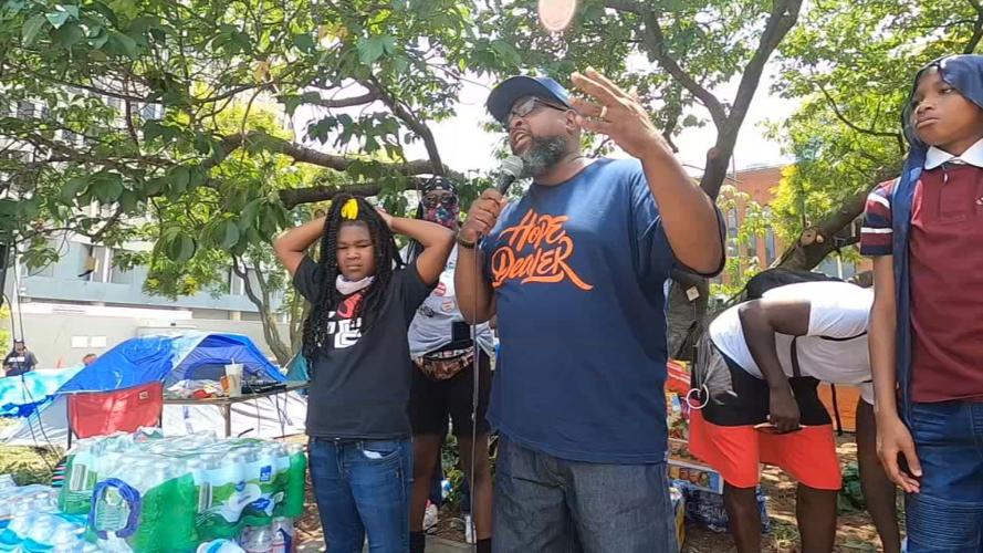 Protesters speak on 6-19-20 in Jefferson Square Park