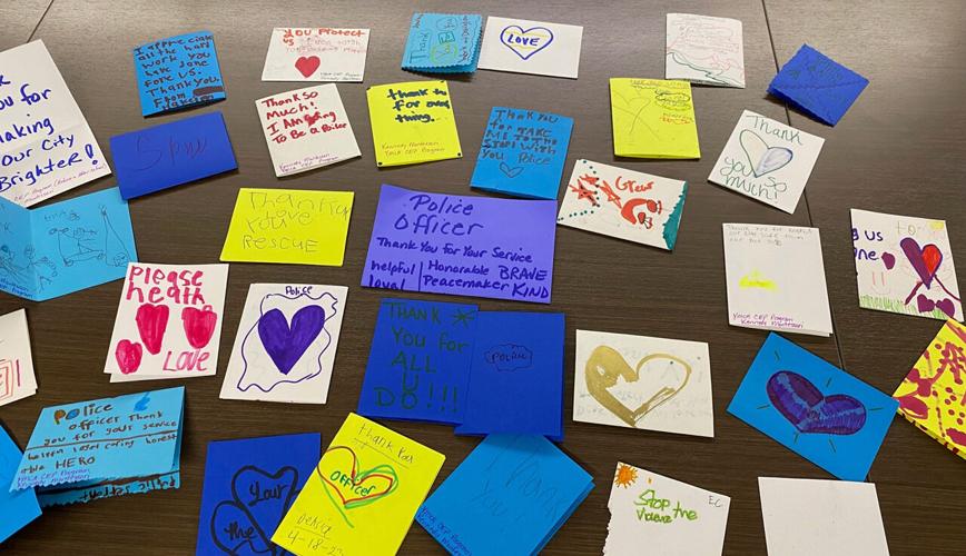 Cards given to LMPD by JCPS students in honor of Officer Nick Wilt