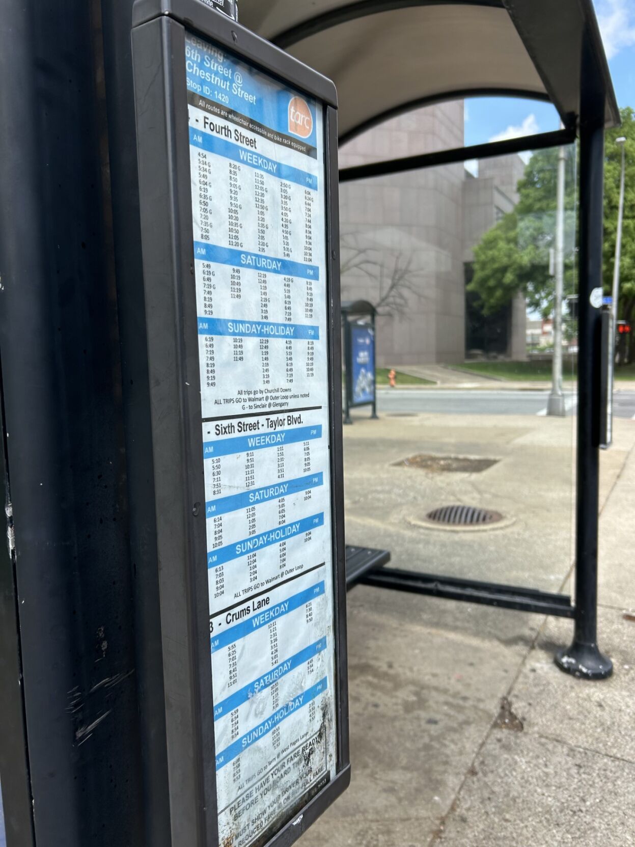TARC bus stop in downtown Louisville