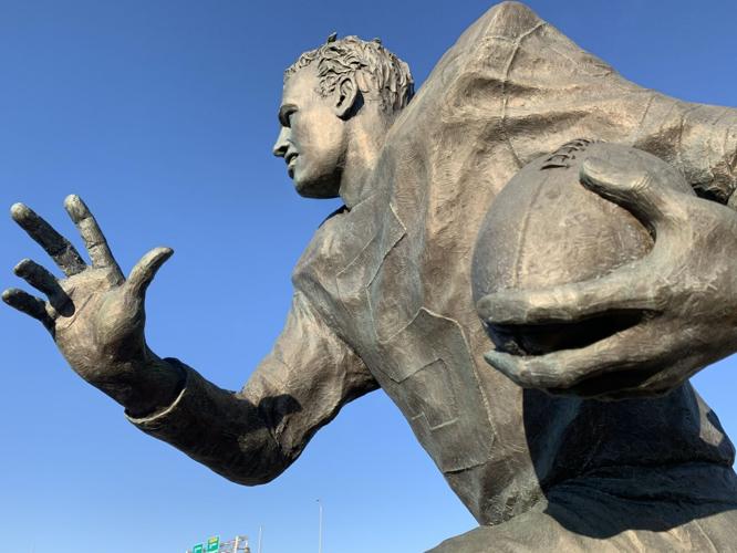 The statue of Paul Hornung outside Slugger Field in Louisville