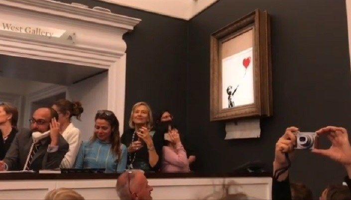 Banksy Artwork Self Destructs Just After 1 4 Million Sale News