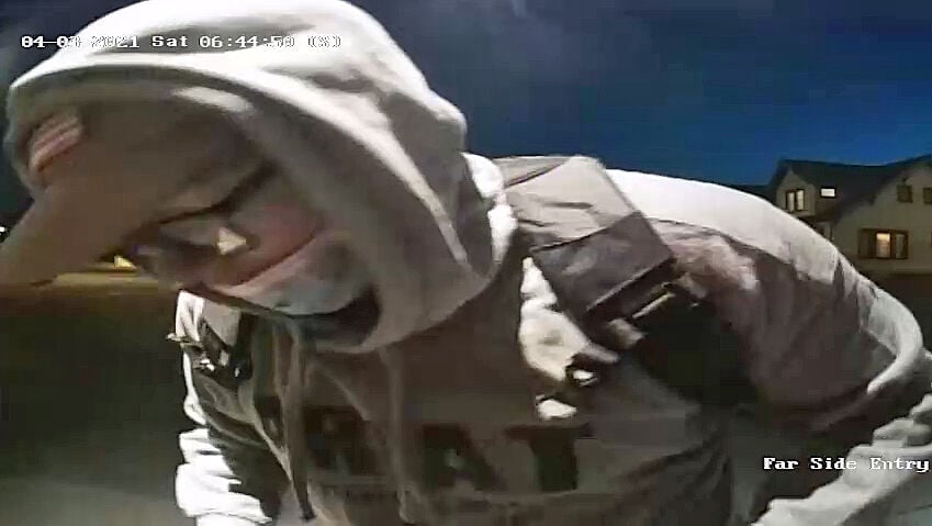 Image of man police say is responsible for graffiti in Columbus, Indiana (April 2021)