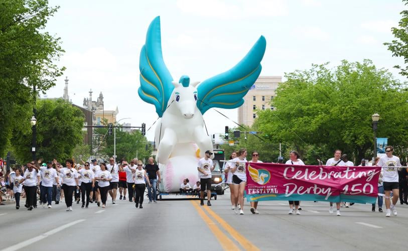Pegasus Parade float moves down Broadway.JPG