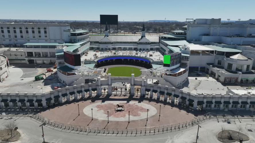 WDRB drone image shows the paddock change at Churchill Downs ahead of Kentucky Derby 150