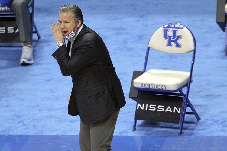 Kentucky head coach John Calipari yells to his team