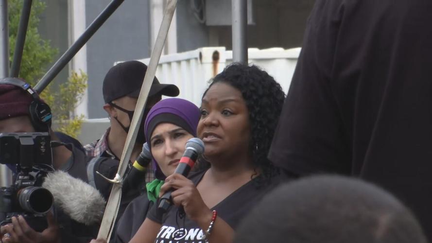Sadiqa Reynolds speaks during rally marking one-year anniversary of Breonna Taylor's death