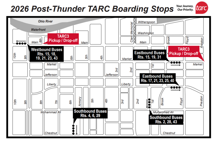 TARC Post-Thunder boarding stops - 4.15.26