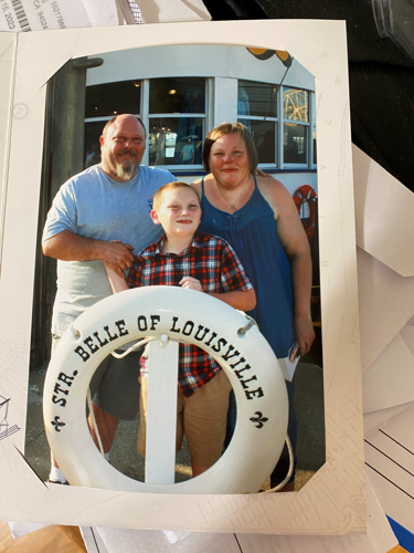 Noah Mattingly with family on Belle of Louisville