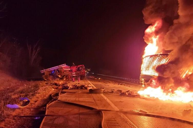 I-71 Firetruck Crash Intense Flames
