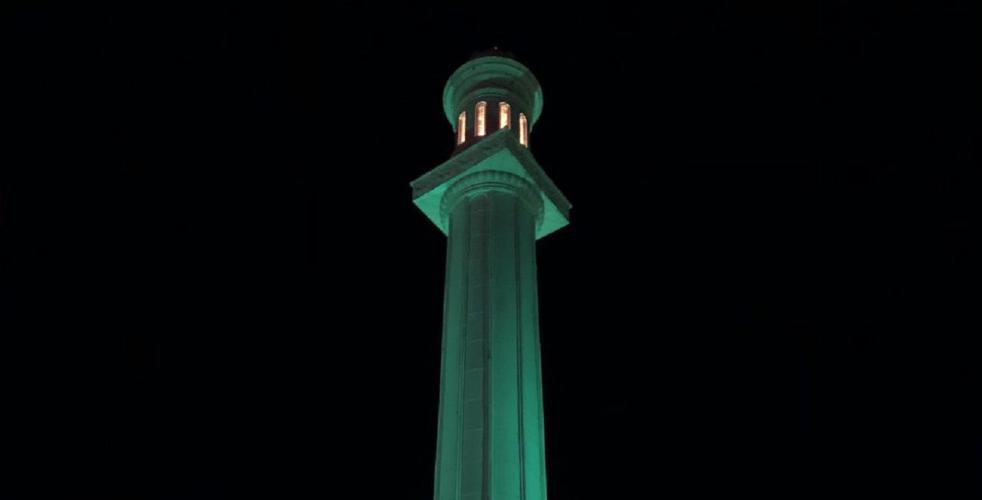 Louisville Water Company tower lit up green to remember COVID-19 fatalities