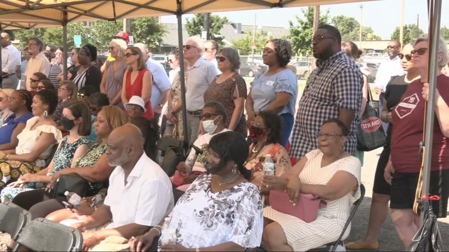 Attendees of a June 15, 2022 news conference announcing $1M Smoketown land donation