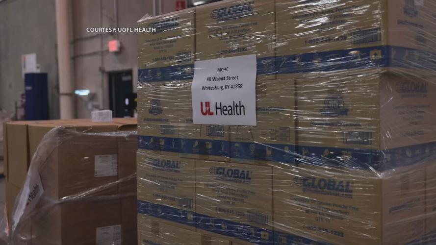 Medical supplies shipped to eastern Kentucky flood victims by UofL Health on Aug. 2, 2022