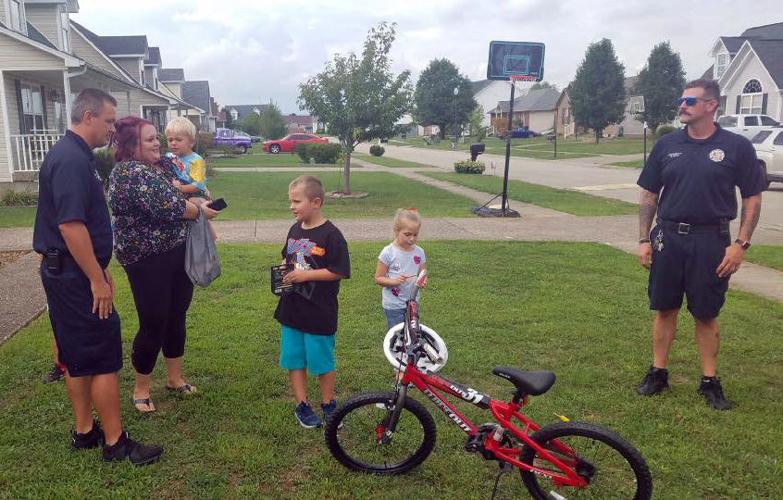 Shepherdsville Fire Department gives boy new bike (Aug. 27, 2019)