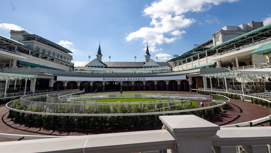 View of new Paddock area at Churchill Downs with Twin Spires behind.jpeg