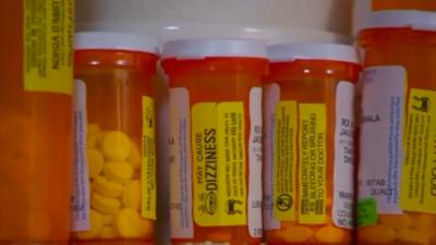 Prescription pain medication in bottles