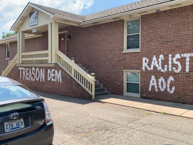 Front of Jefferson Co. Democratic HQ + graffiti