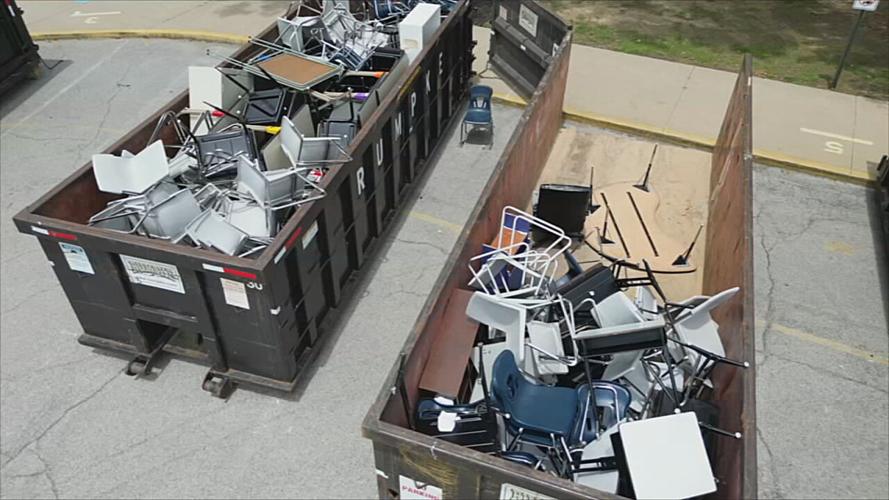 Dumpsters outside Thomas Jefferson Elementary School in Jeffersonville
