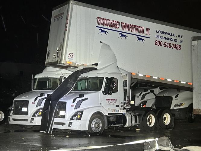 Storm damages - Thoroughbred Transportation trucks 4.3.25