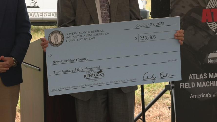 Governor Beshear presents checks in Breckinridge County