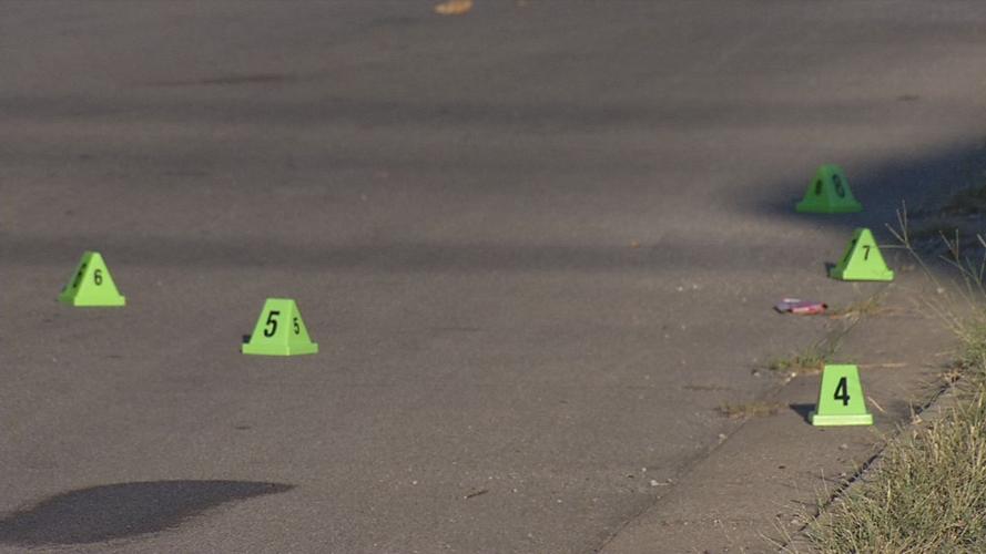 Evidence markers at the scene of a fatal shooting on Kennedy Road in Shively on Sept. 18, 2019