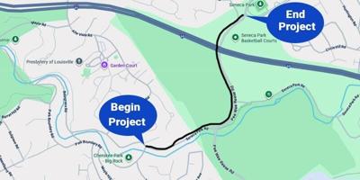 Map of path connecting Cherokee and Seneca parks - 10.26.25