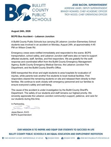 BULLITT COUNTY SCHOOLS LETTER TO PARENTS