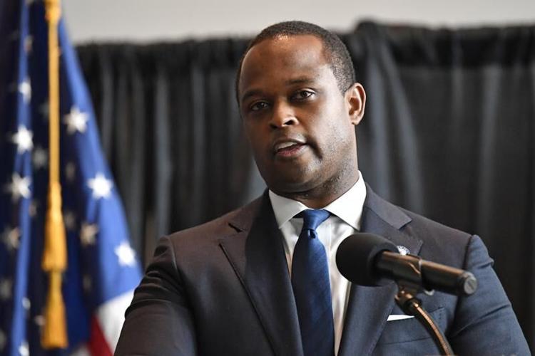 Daniel Cameron speaks during news conference