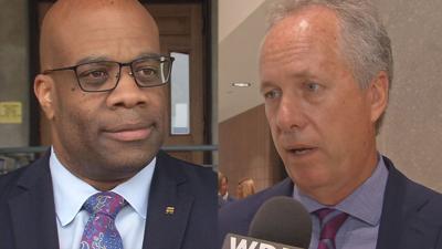 Former TARC Executive Director Ferdinand Risco and Mayor Greg Fischer