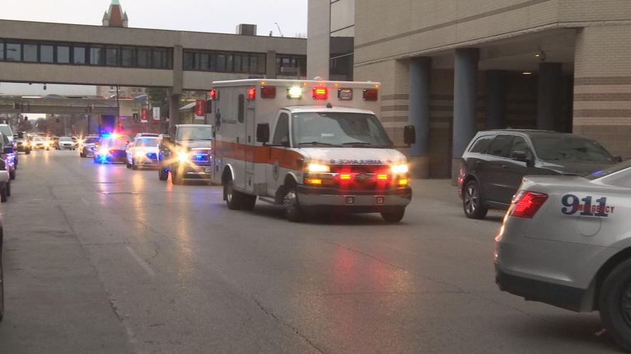 Ambulance / police escort after boy hit by vehicle in Sellersburg - Dec. 3, 2019