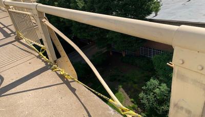 Damage to the George Rogers Clark Memorial Bridge (the Second Street Bridge) recorded on May 17, 2022
