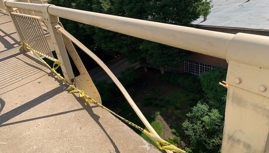 Damage to the George Rogers Clark Memorial Bridge (the Second Street Bridge) recorded on May 17, 2022