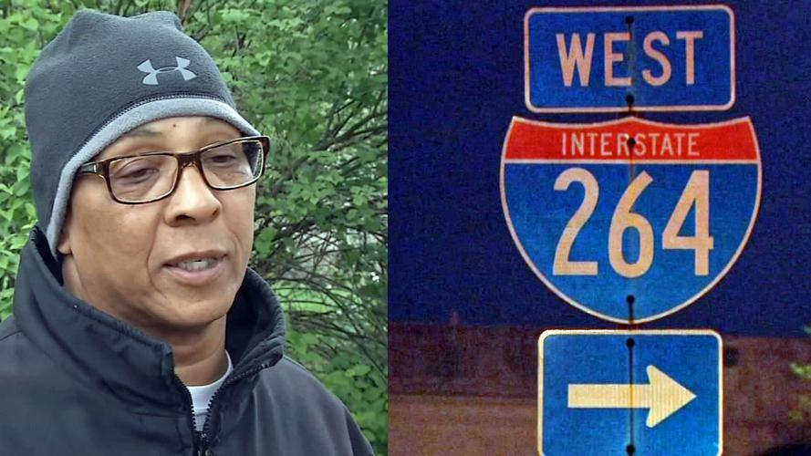 Christopher 2X and I-264 sign (4 teens shot in drive-by 3-18-19)