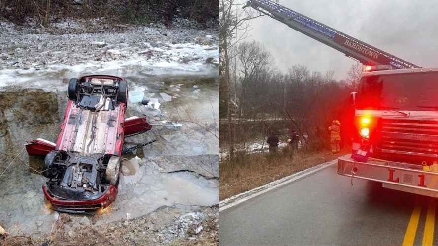 Woman rescued after car flips