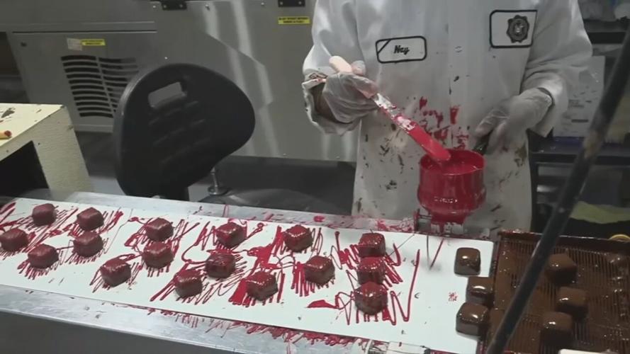 Chocolates being made