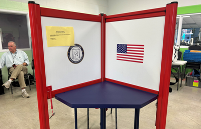 Ballot booth at Mary T. Meagher Aquatic Center polling location