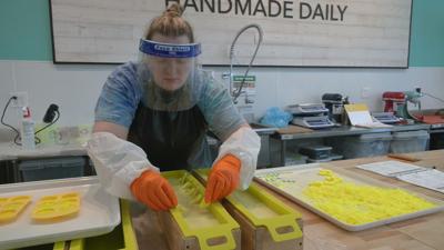 Employee creates 'Main Squeeze' soap at Buff City Soap